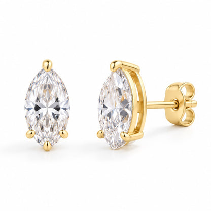Pomence Moissanite Stud Earrings, marquise cut in yellow
