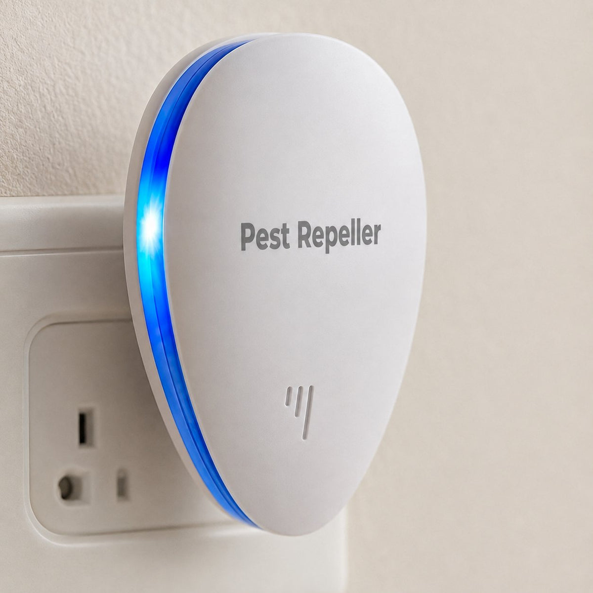 Close-up of the Pomence Pest Repeller's LED indicator and vent detail