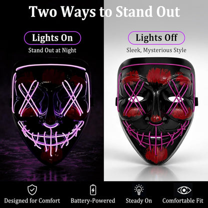 Two ways to stand out: lights on neon glow, lights off glossy black shell