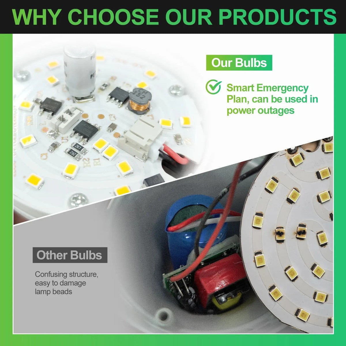 Inside the bulb: the LED board of the rechargeable emergency light bulb