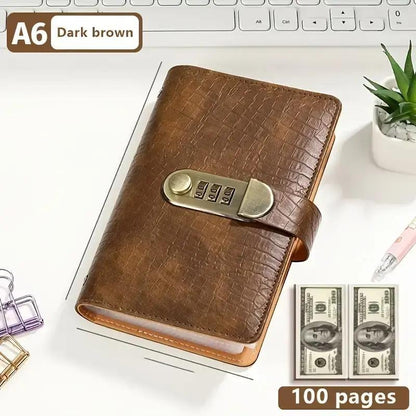 Pomence Savings Binder with Lock in Dark Brown