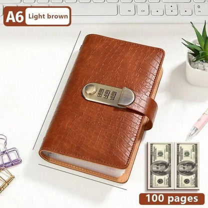Pomence Savings Binder with Lock in Light Brown