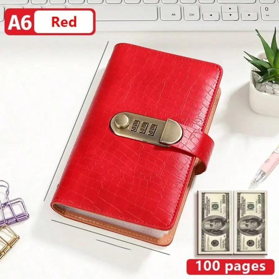 Pomence Savings Binder with Lock in Red