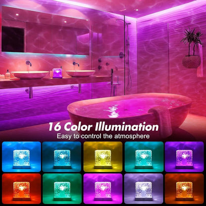 The sixteen colours the cube lamp can be set to