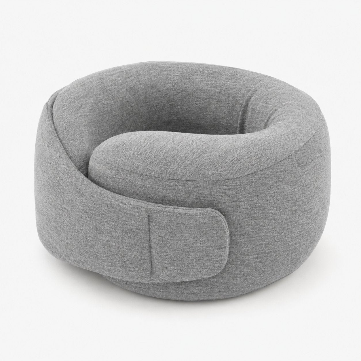 Pomence™ Wrap Travel Neck Pillow. Gray: memory foam wrap pillow, closes around your neck, adjustable strap