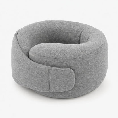 Pomence™ Wrap Travel Neck Pillow. Gray: memory foam wrap pillow, closes around your neck, adjustable strap