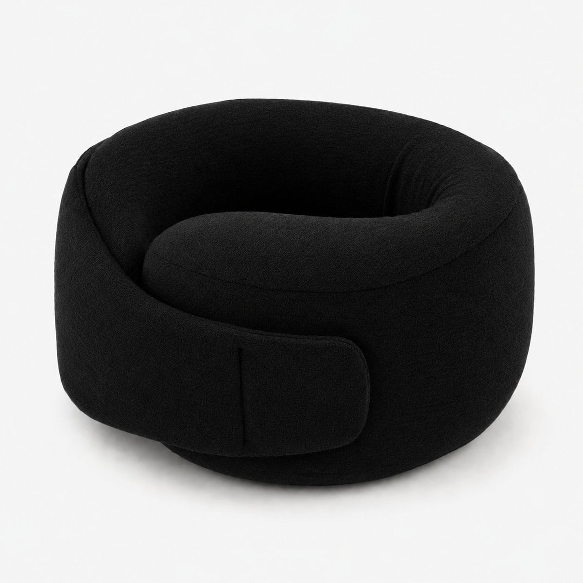 Pomence™ Wrap Travel Neck Pillow. Black: memory foam wrap pillow, closes around your neck, adjustable strap