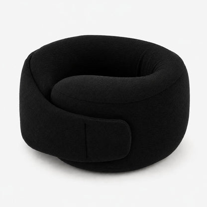Pomence™ Wrap Travel Neck Pillow. Black: memory foam wrap pillow, closes around your neck, adjustable strap