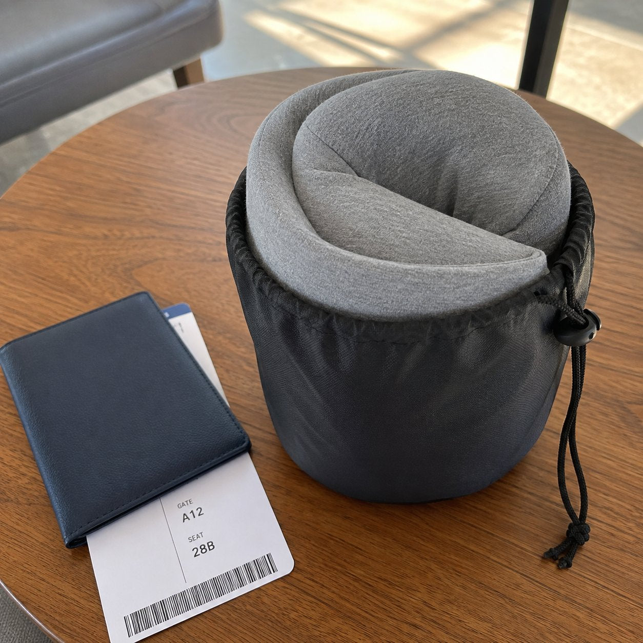 Pomence™ Wrap Travel Neck Pillow. Packs small into the included travel pouch