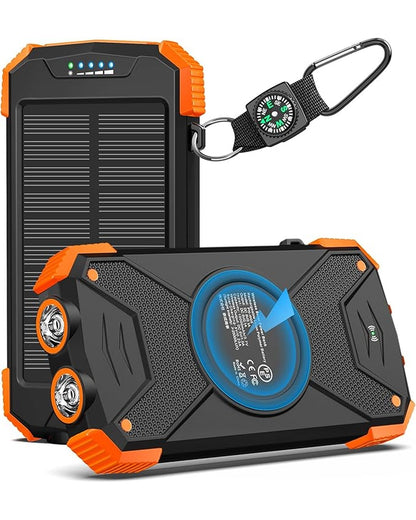 Pomence Emergency Solar Power Bank with compass carabiner