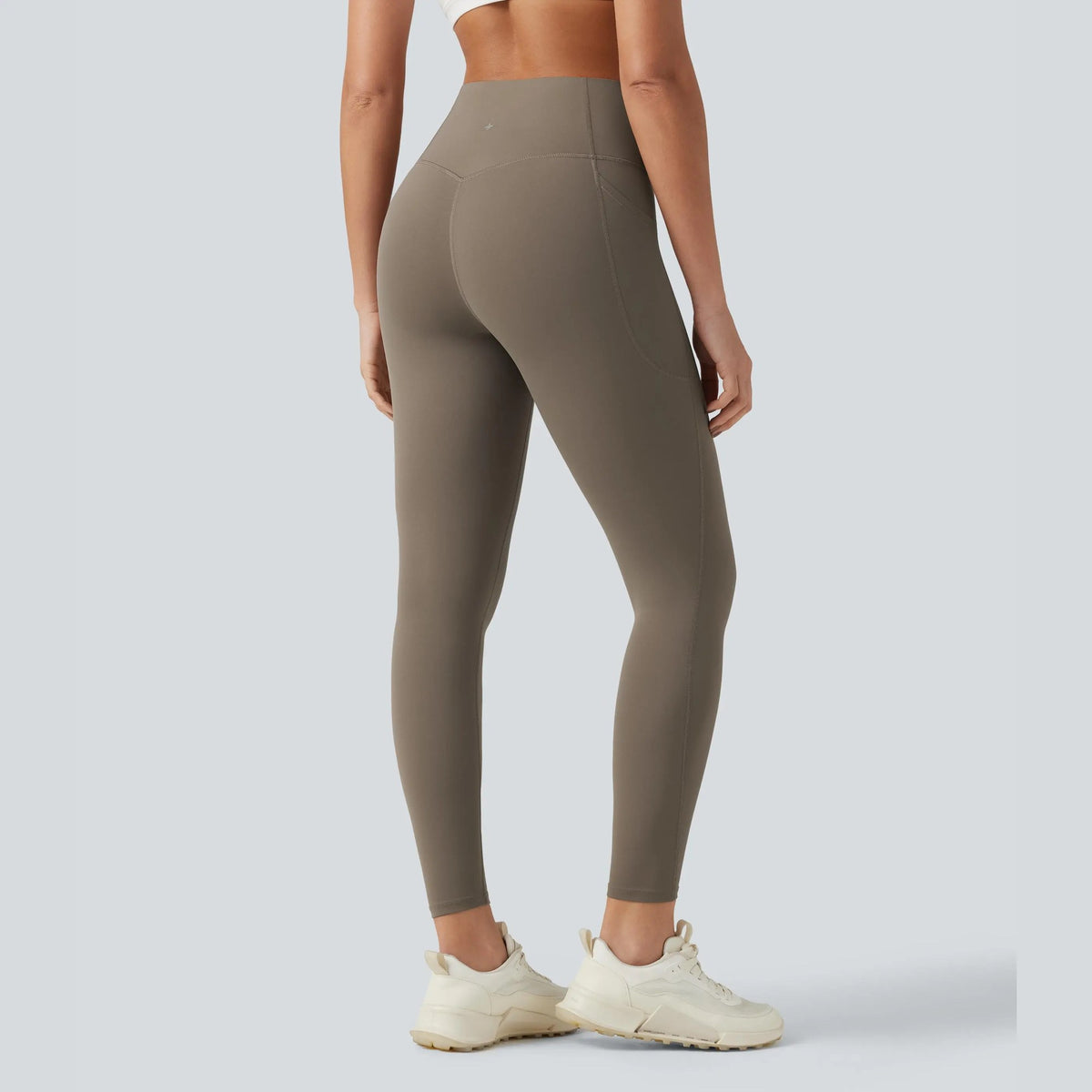 High waisted tummy control leggings, back view