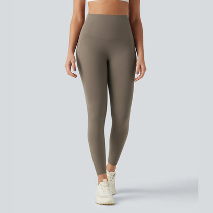 High waisted tummy control leggings, front view