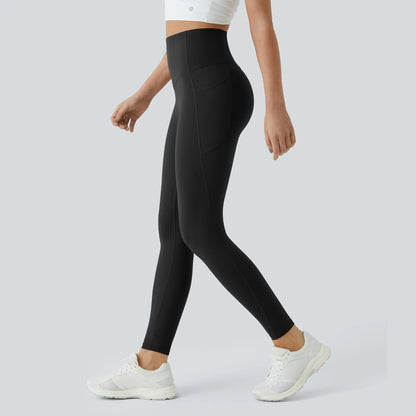 High Waisted Tummy Control Sculpt Leggings with Pockets in Black