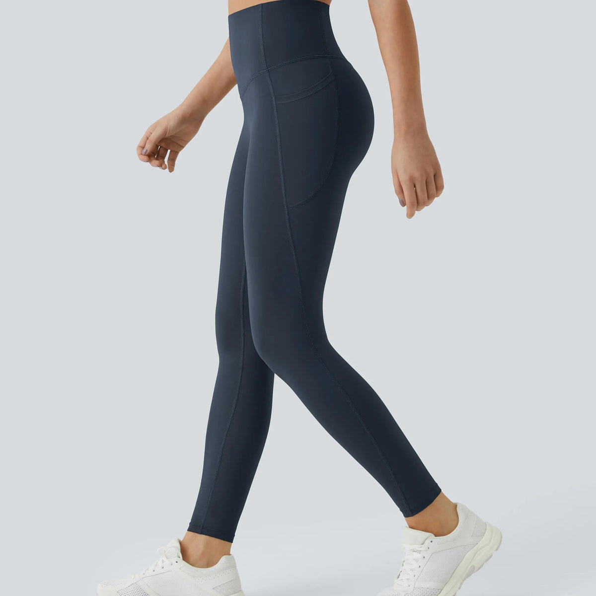 High Waisted Tummy Control Sculpt Leggings with Pockets in Carbon