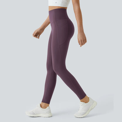 High Waisted Tummy Control Sculpt Leggings with Pockets in Night's Purple