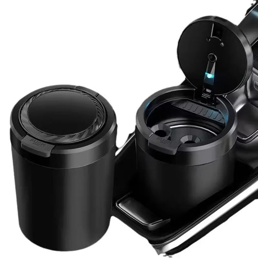 Portable LED Car Ashtray, Alloy Lid + Smokeless Design