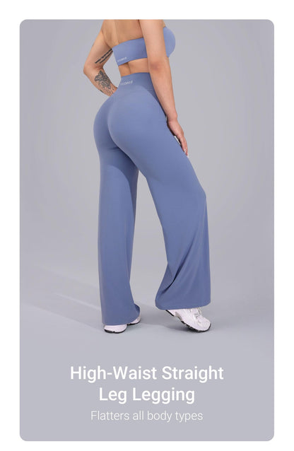 High-waist straight leg legging, flatters all body types