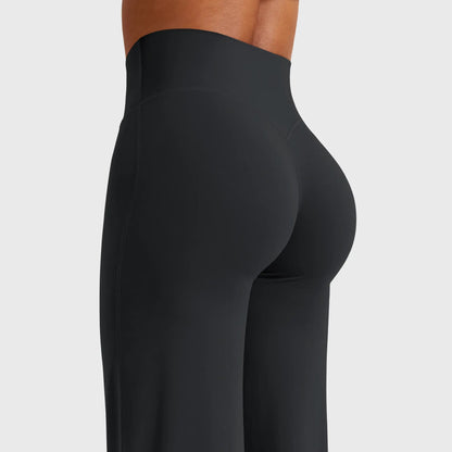 High-Waisted Straight Leg Yoga Leggings in Black