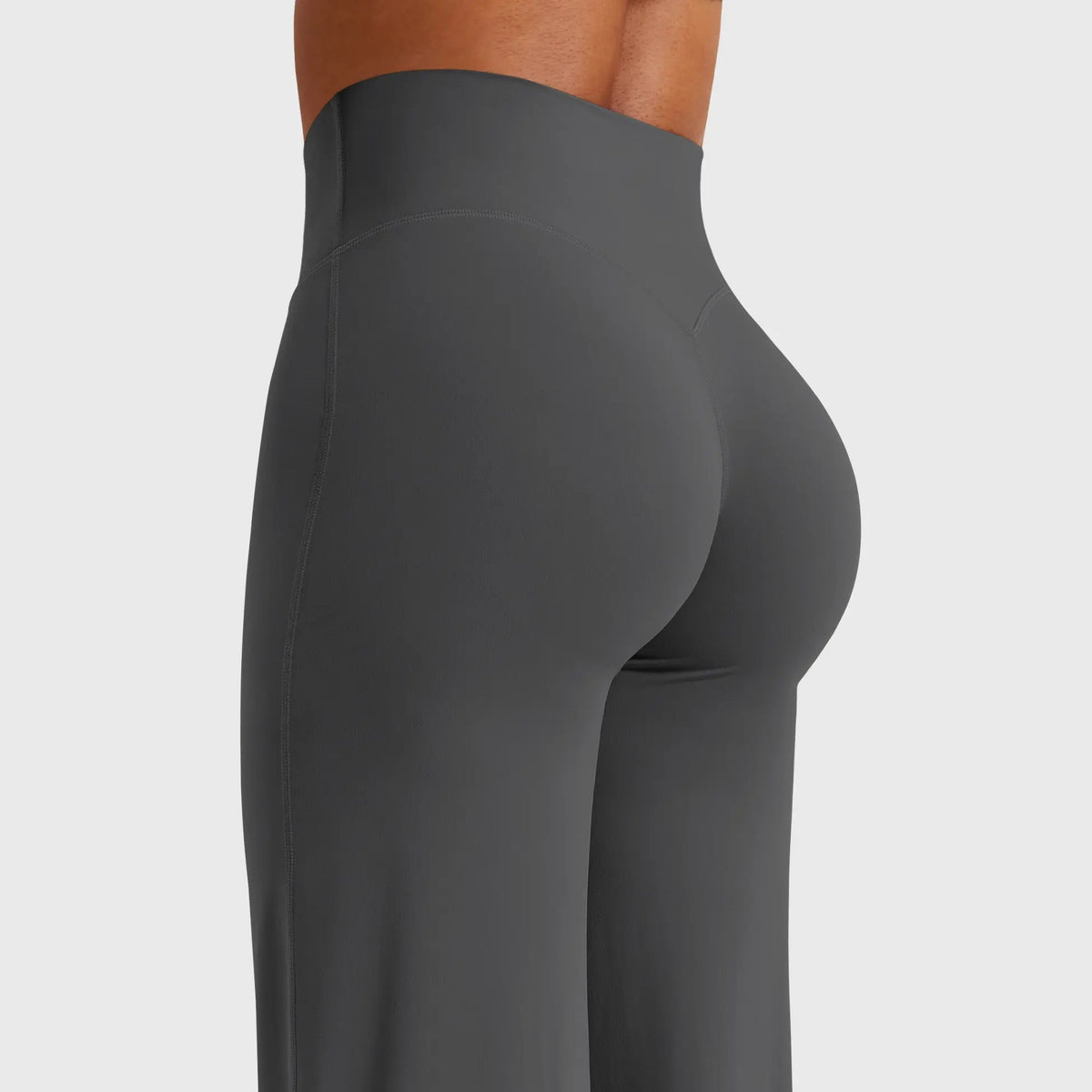 High-Waisted Straight Leg Yoga Leggings in Dark Grey