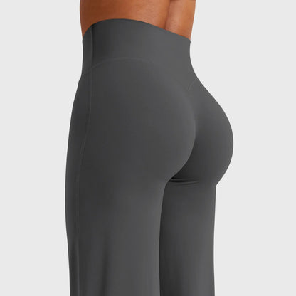 High-Waisted Straight Leg Yoga Leggings in Dark Grey