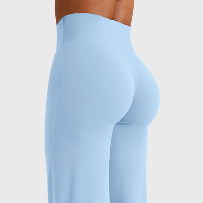 High-Waisted Straight Leg Yoga Leggings in Airy Blue