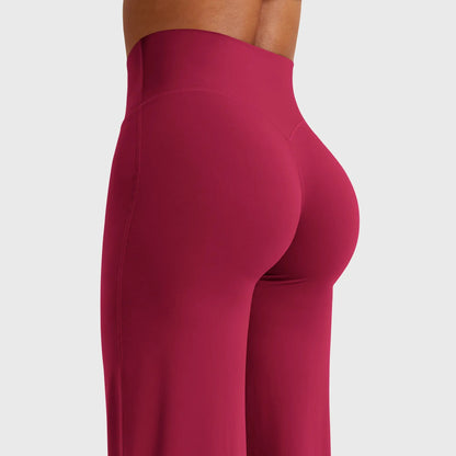 High-Waisted Straight Leg Yoga Leggings in Ruby Red
