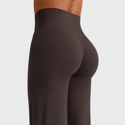High-Waisted Straight Leg Yoga Leggings in Dark Brown