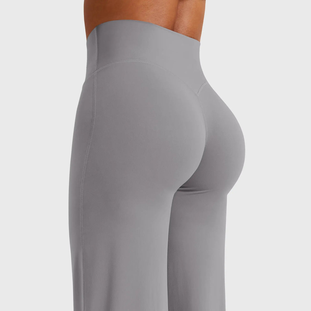 High-Waisted Straight Leg Yoga Leggings in Grey