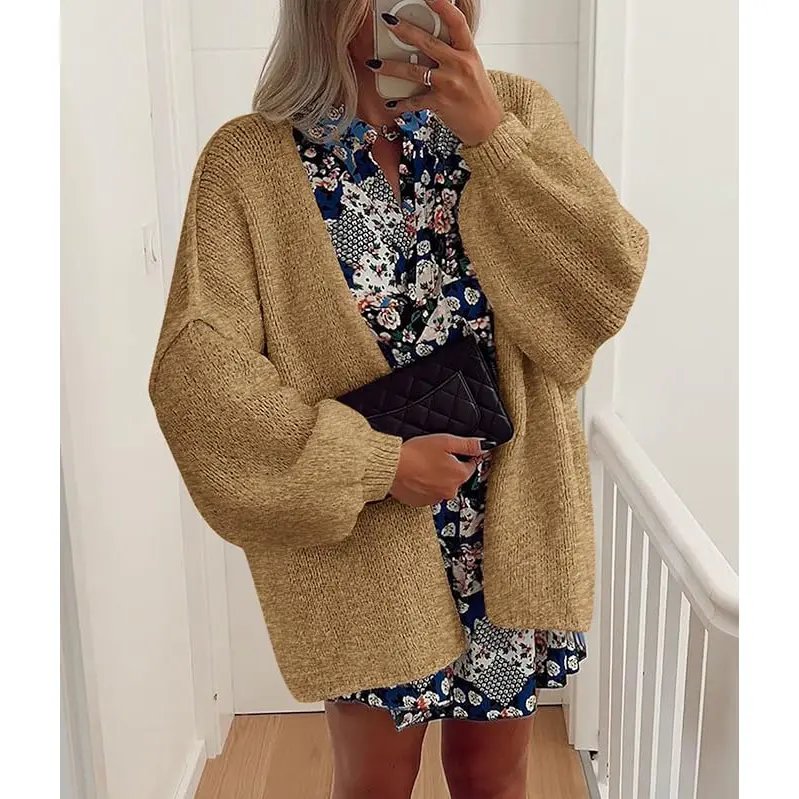 Pomence Women's Oversized Lantern Sleeve Cardigan
