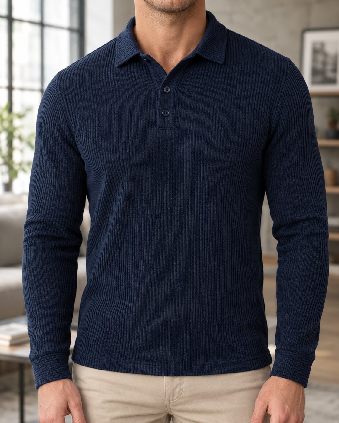 Pomence™ Long Sleeve Textured Polo