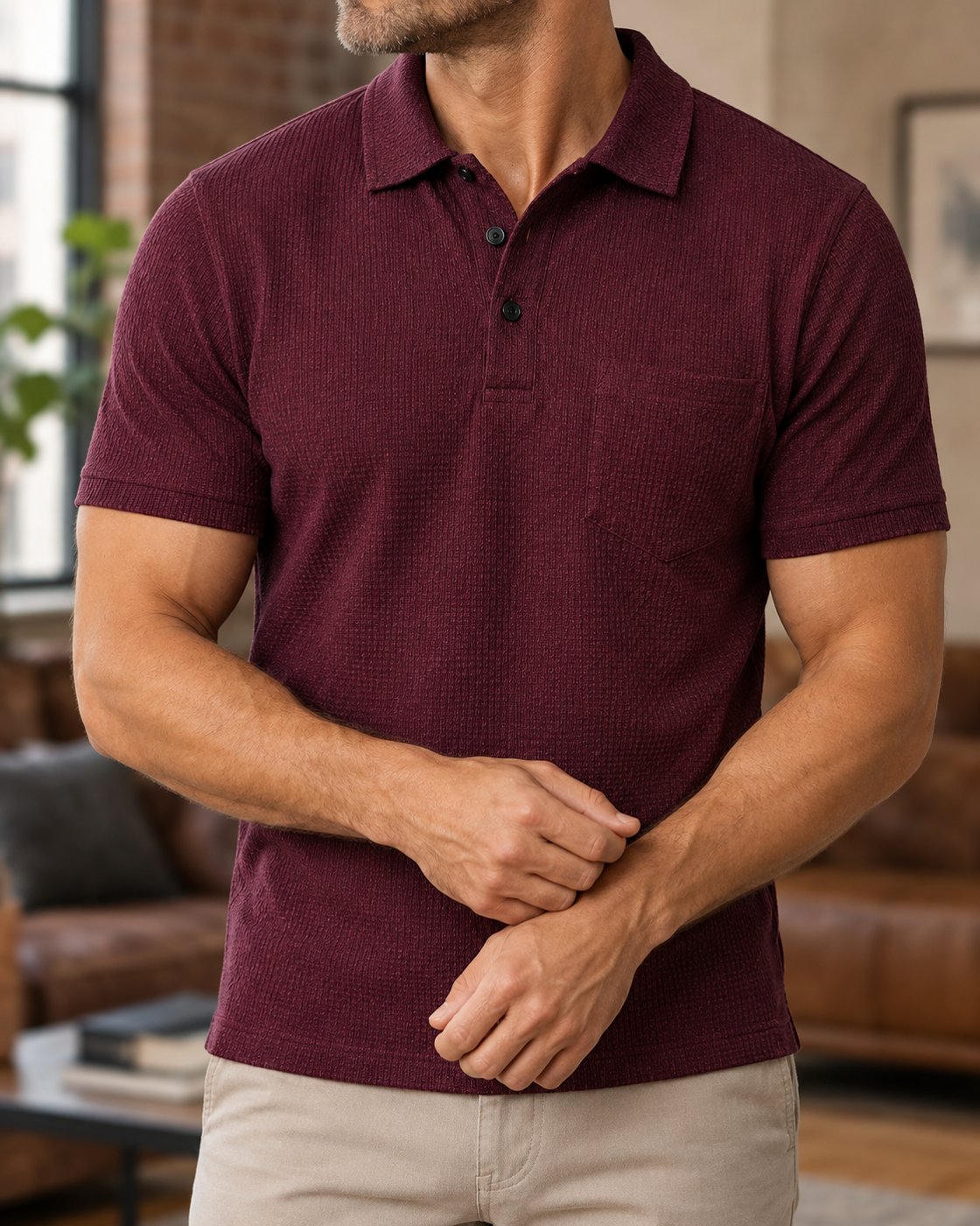Pomence™ Textured Pocket Polo