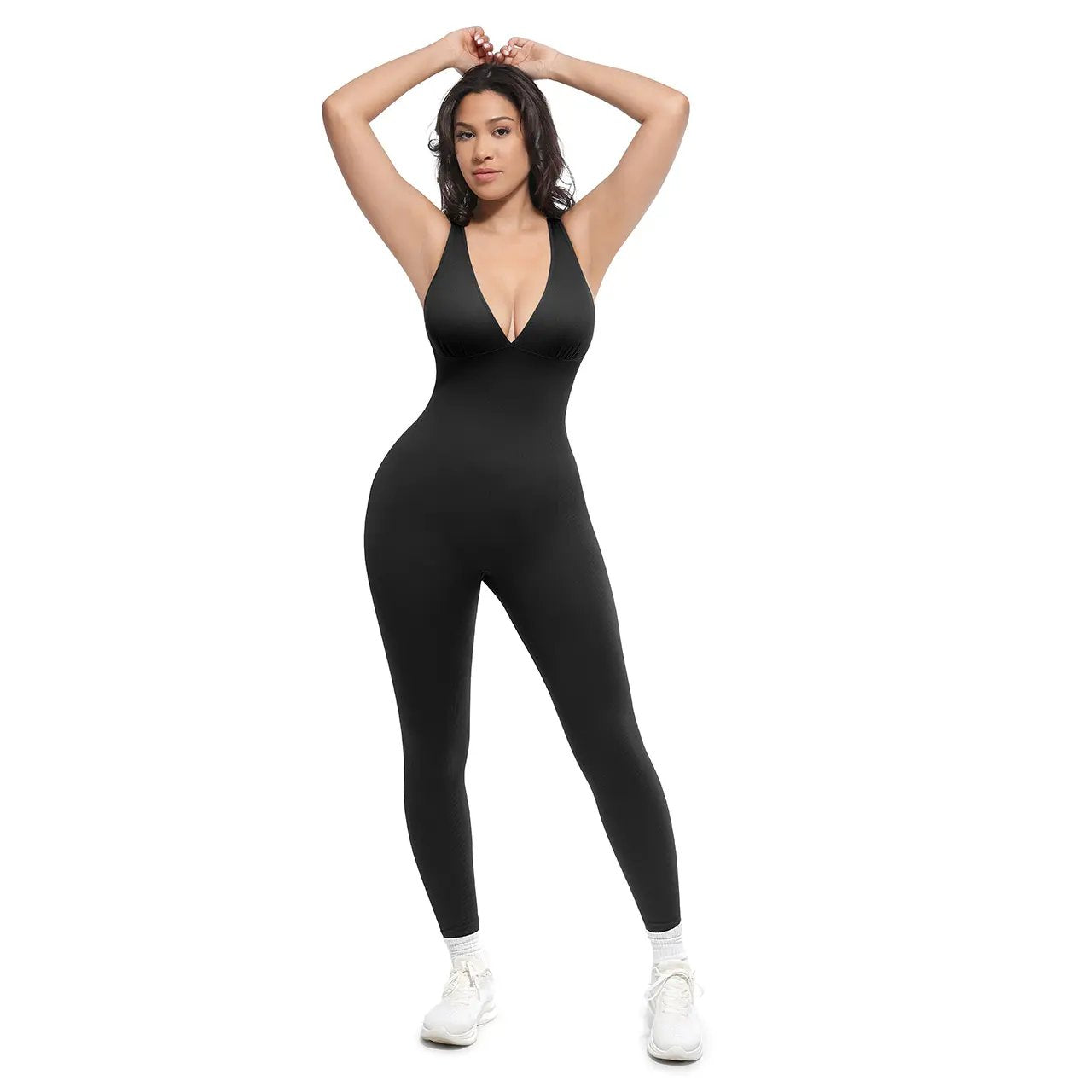 Pomence Women's Deep V Compression Shapewear Jumpsuit
