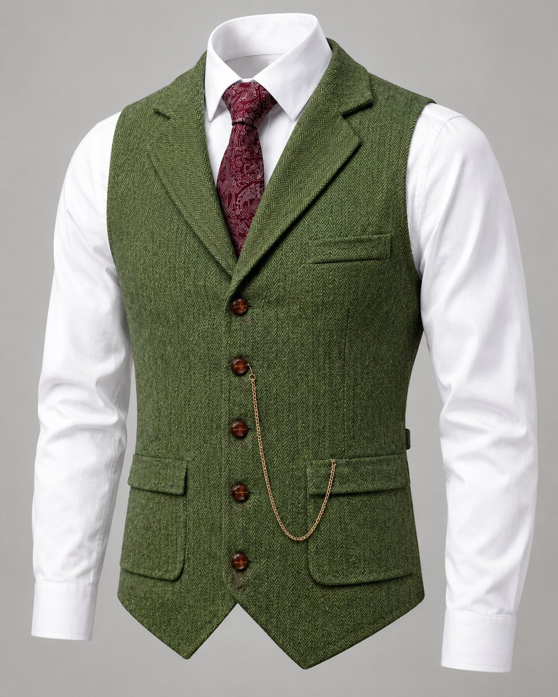 Pomence™ Herringbone Tweed Waistcoat