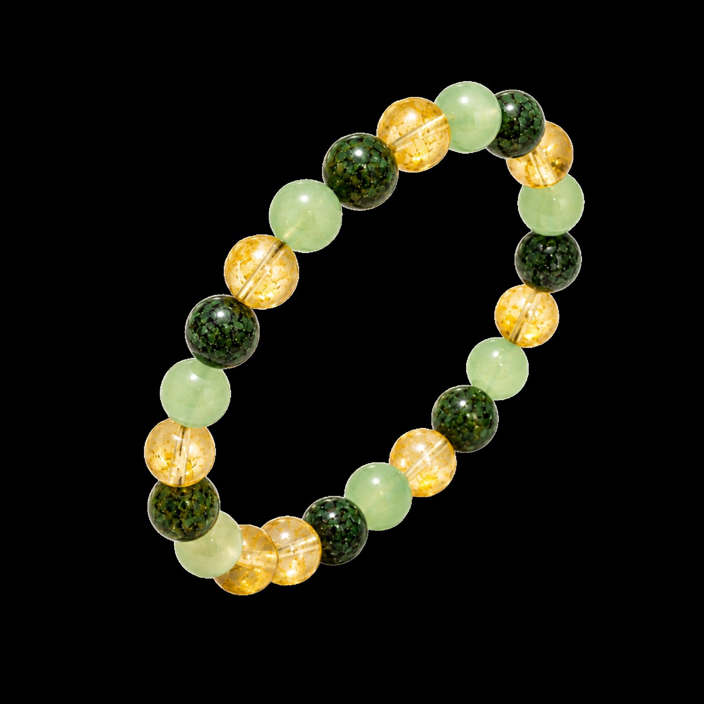 The Pomence Three Stone Abundance Bracelet alone on a dark ground, all three stones visible
