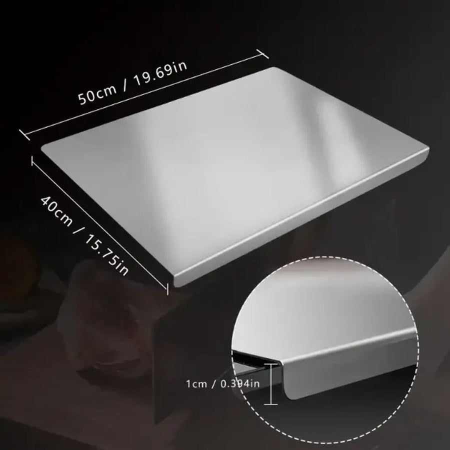Diagram of the chopping board showing the 1 cm folded lip edge