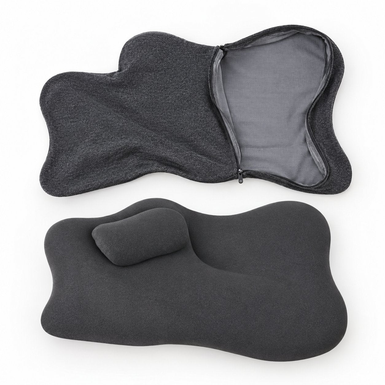 Removable washable cover unzipped from the Pomence Couples Comfort Pillow