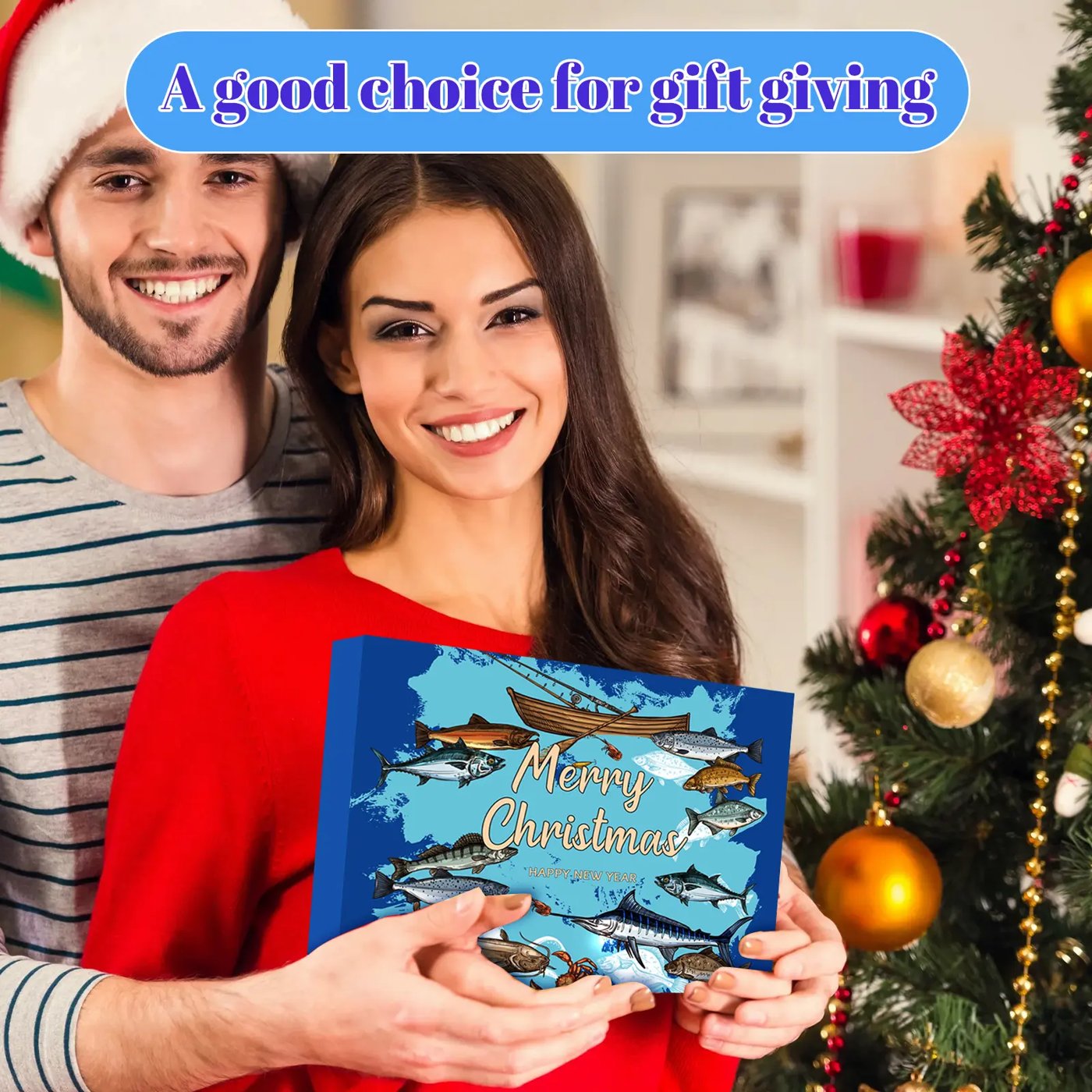 A good choice for gift giving, the fishing lure advent calendar under the Christmas tree