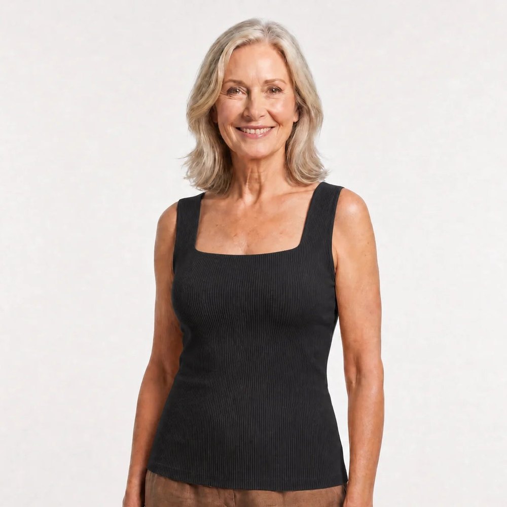 The Pomence Front-Support Bra Tank in Black