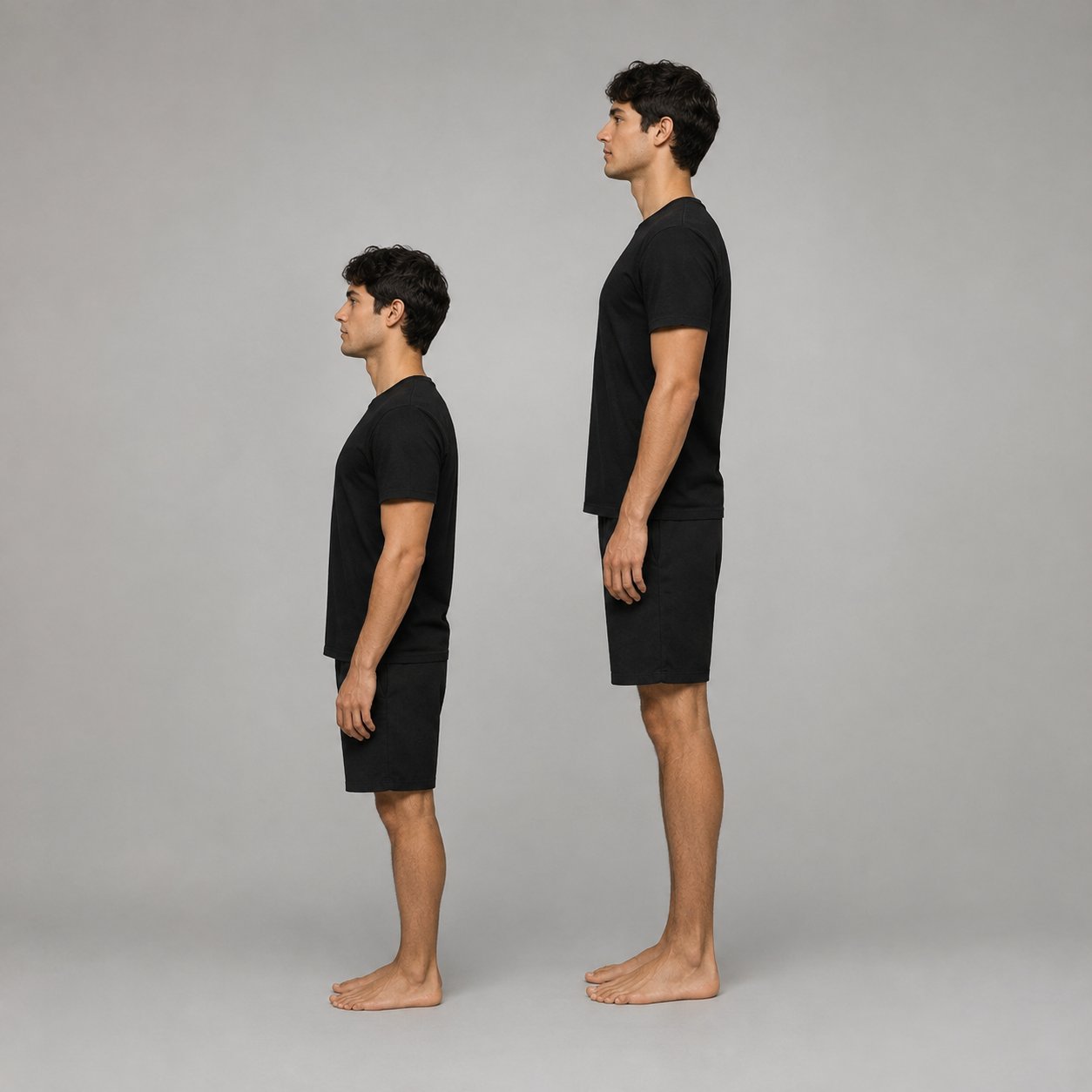 Comparing height with and without Pomence Height Boost Insoles