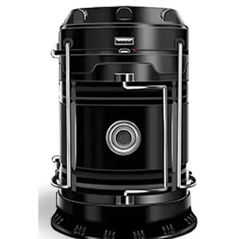 The lantern folded down with its handle tucked in