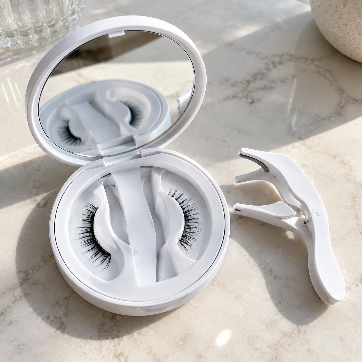 Pomence lash kit open showing both pieces and the applicator