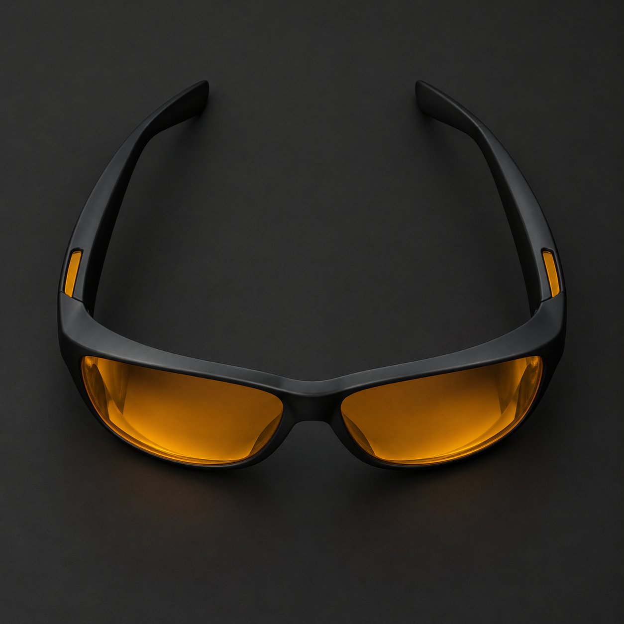 The amber Pomence Night Driving Glasses, backed by a 30 day money back guarantee