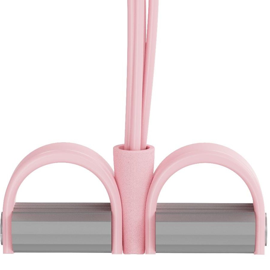 Close view of the two pink foot pedals with gray anti-slip treads