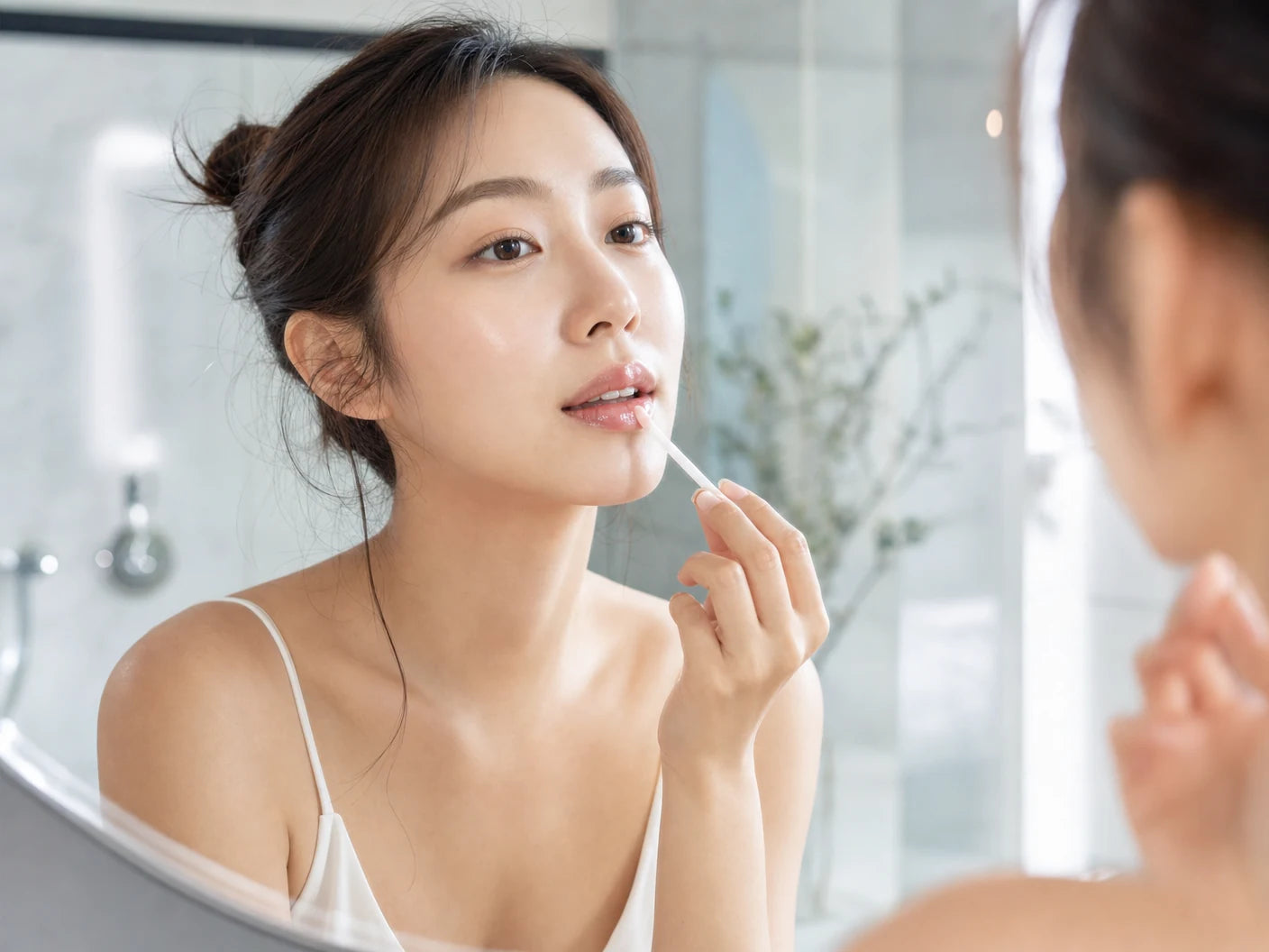 Peptide lip care science and serum close-up