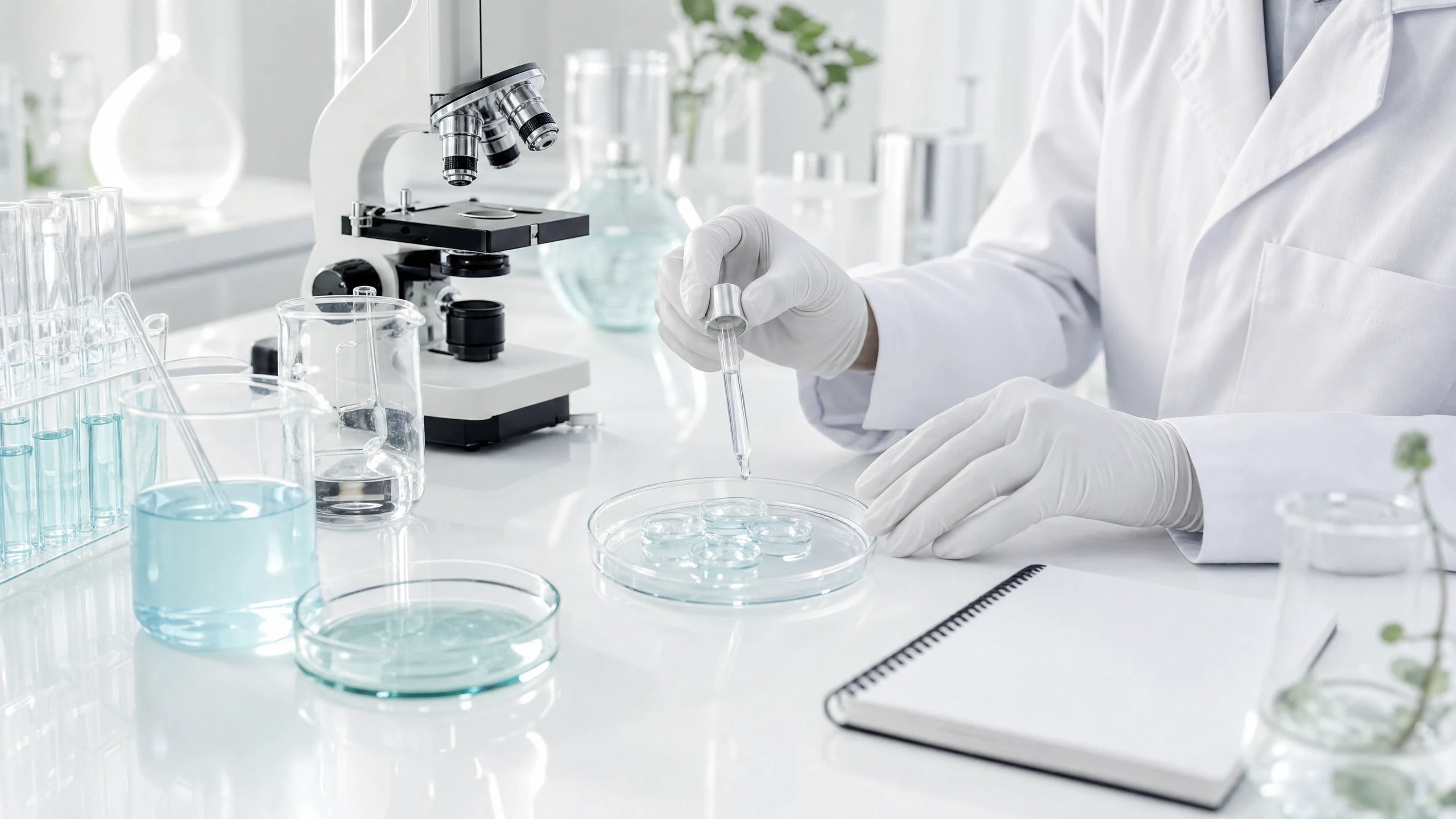 Clinical cosmetic laboratory quality-control scene