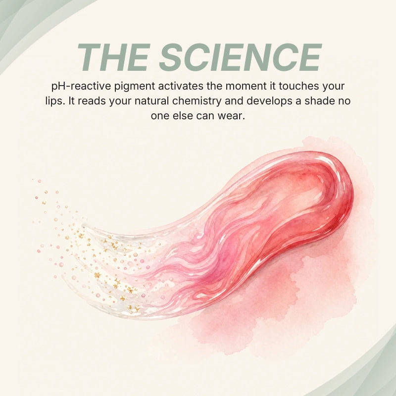 Illustration of the pH-responsive pigment in Pomence Signature Lipstick