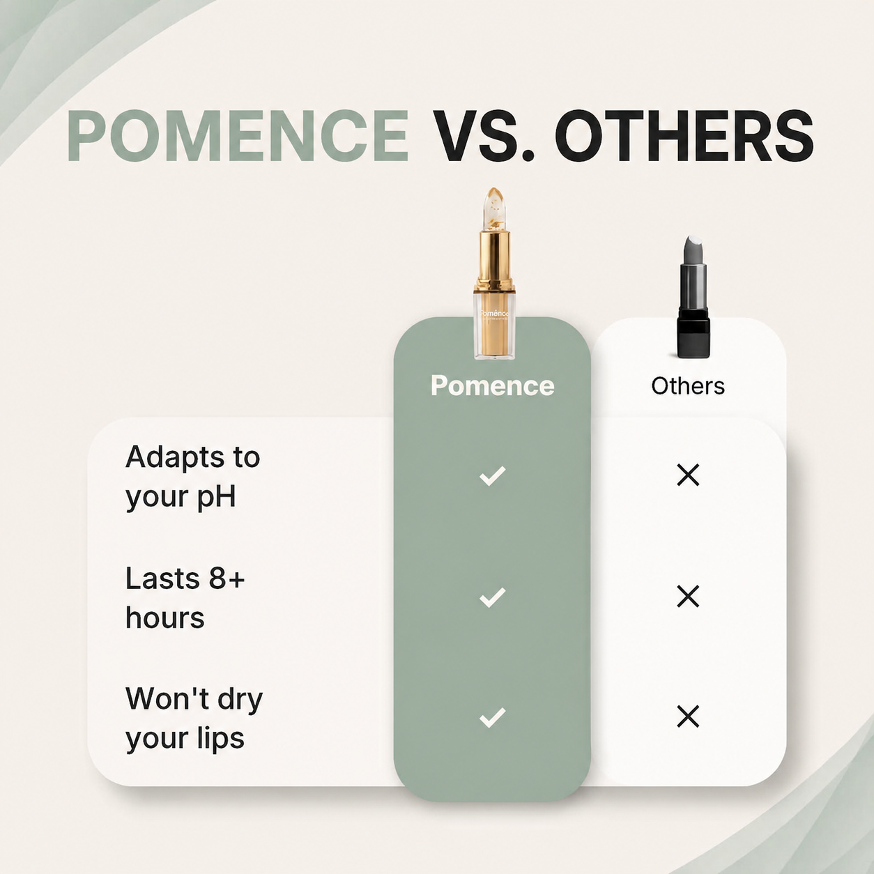 Pomence Signature Lipstick compared to an ordinary lipstick