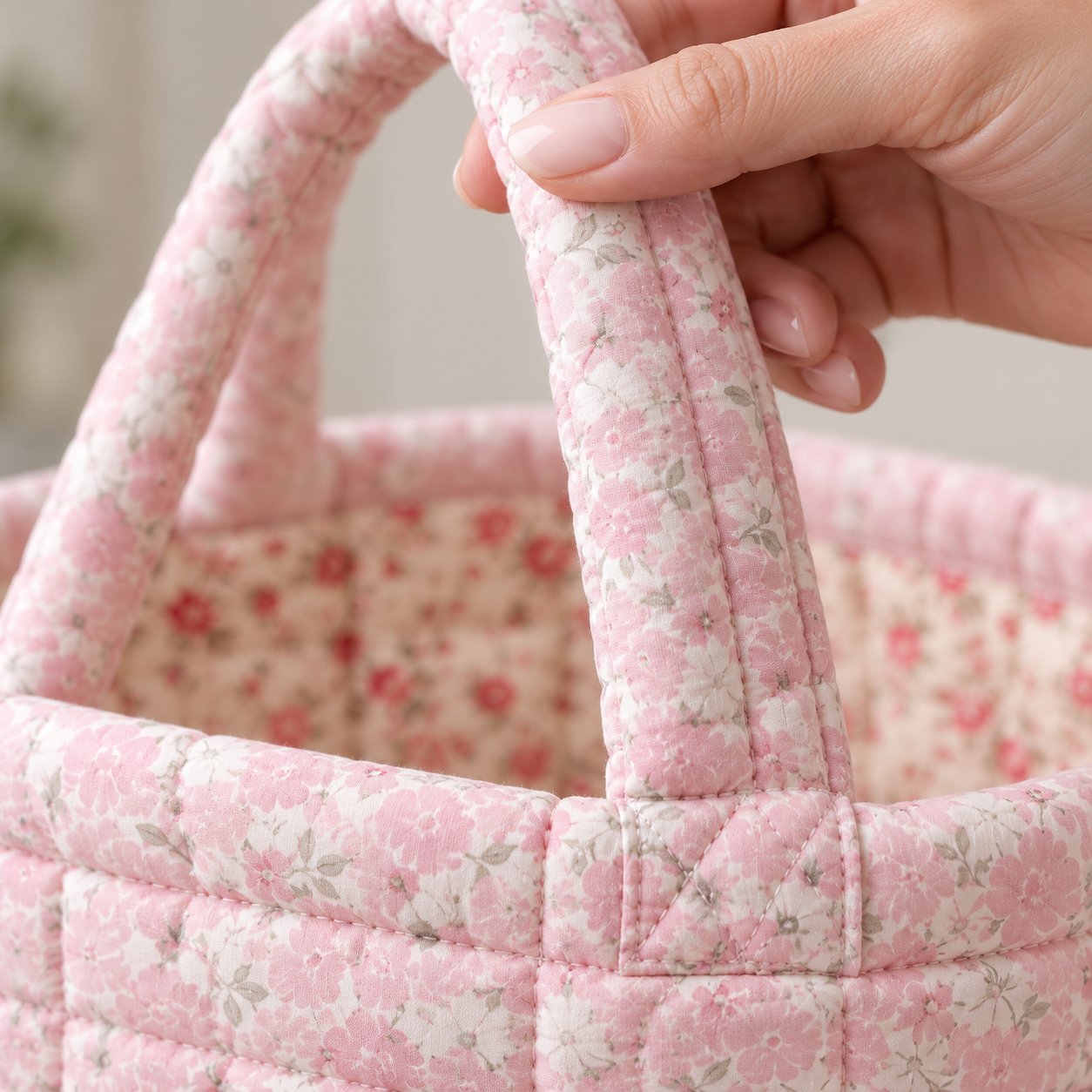Close view of the quilted cotton fabric
