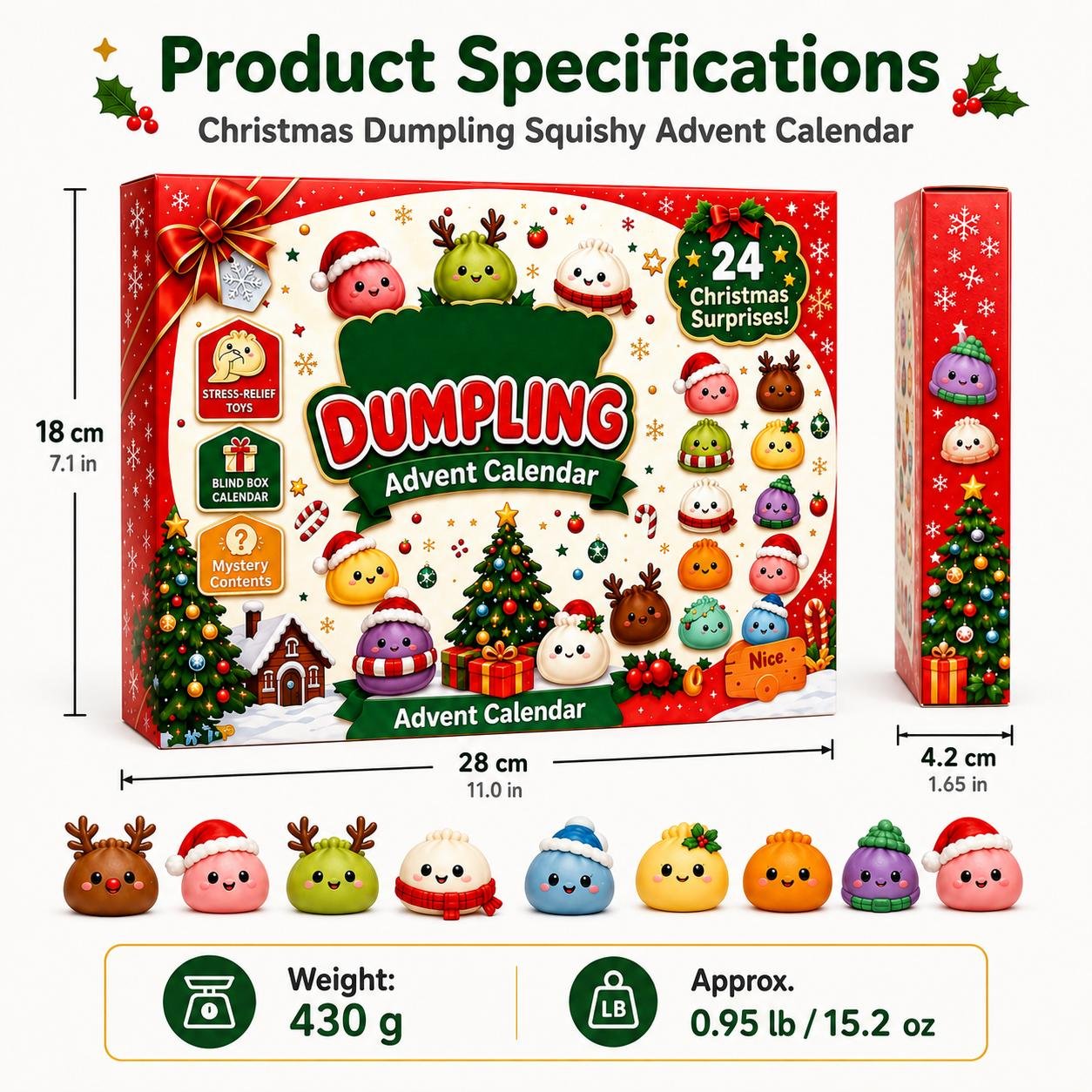 24 daily Christmas surprises, one hidden compartment per day